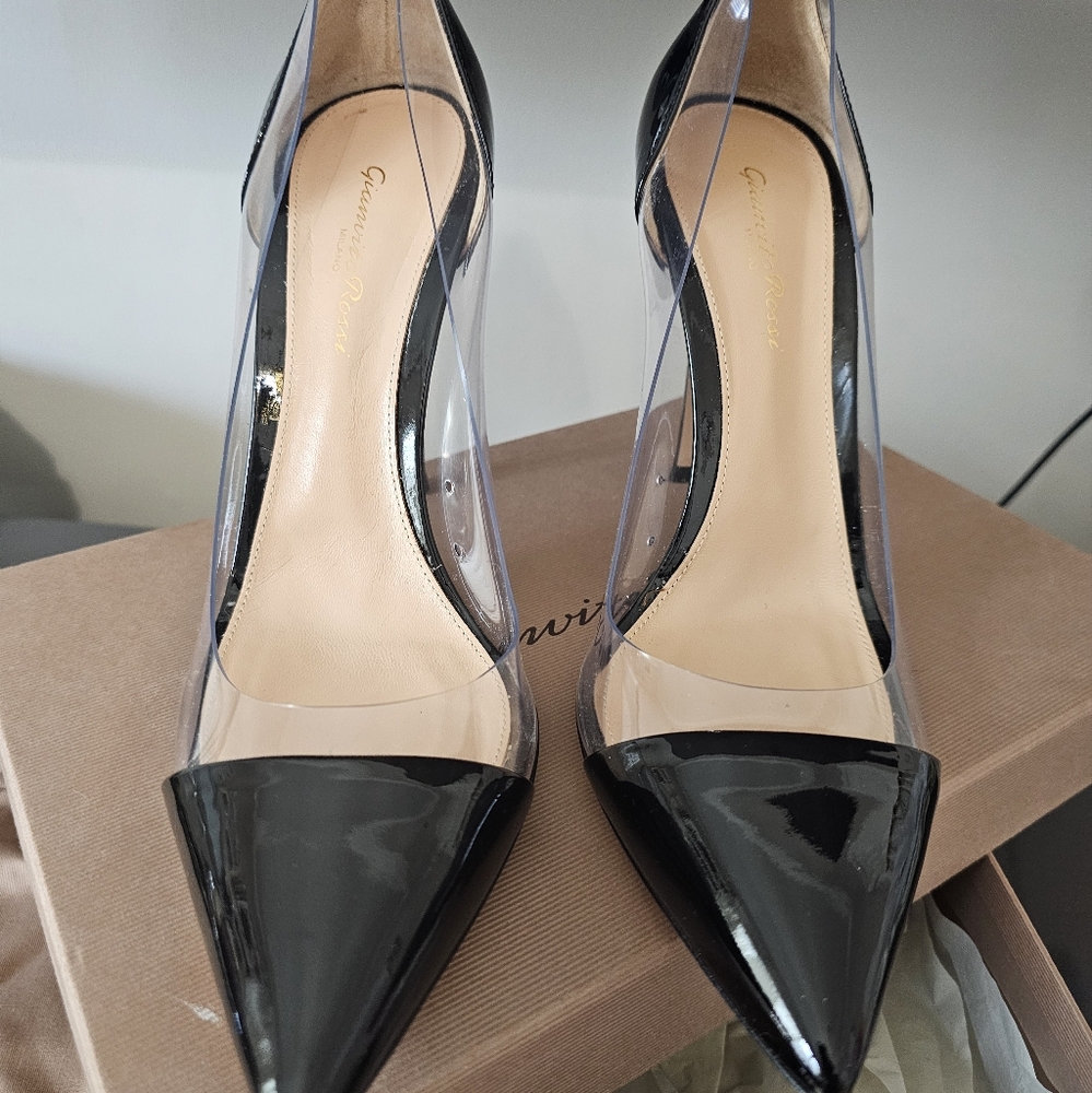 Gianvito Rossi Black Patent Plexi Pumps